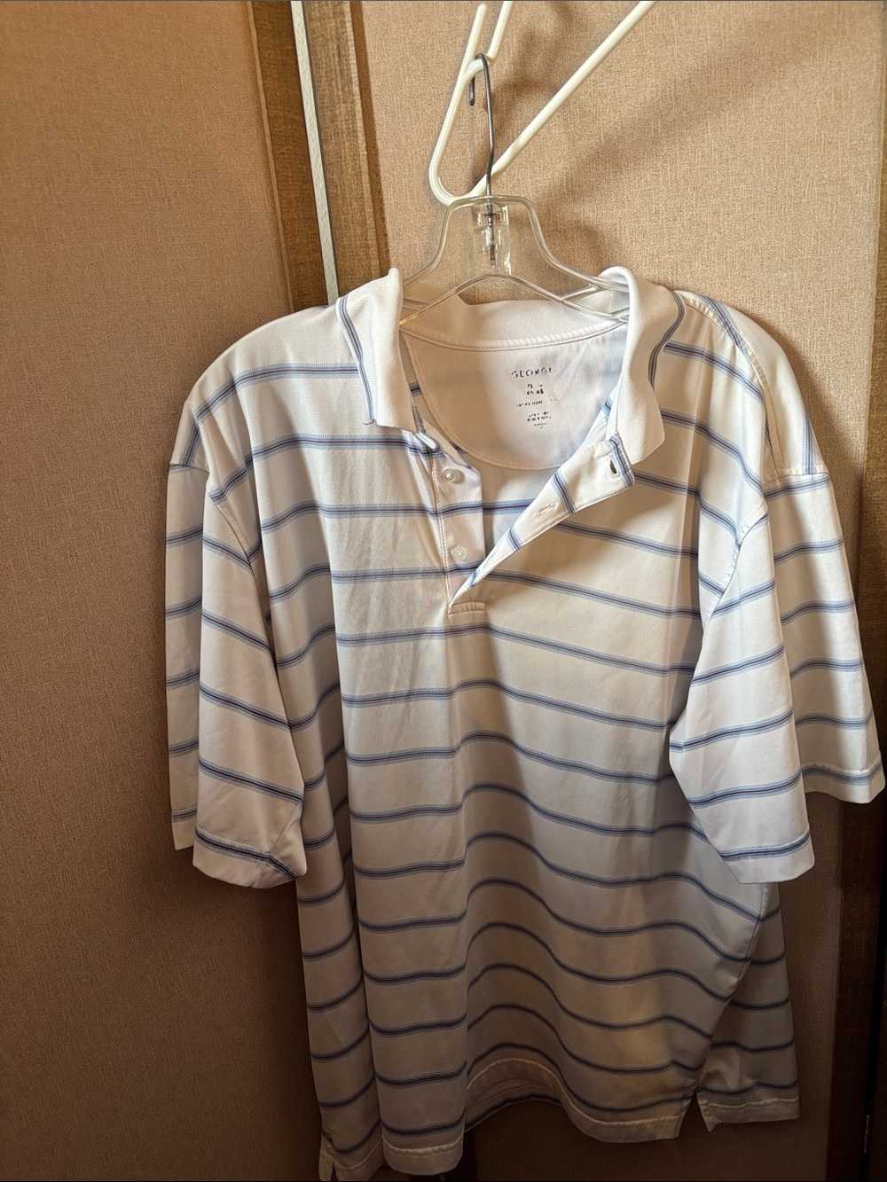George Classic White Polo with Light Blue Stripes XL